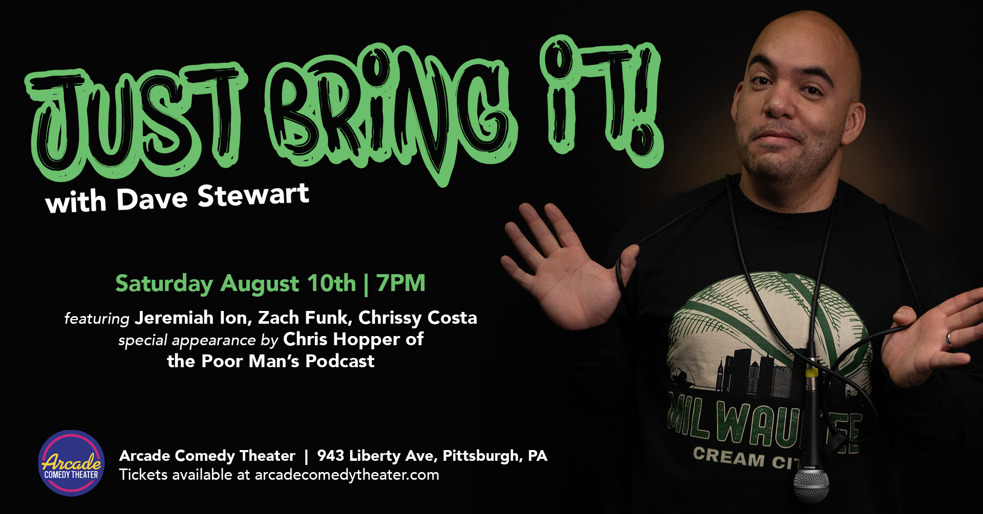 A unique mix of stand-up comedy, a live game show, audience interaction, and a scavenger hunt!