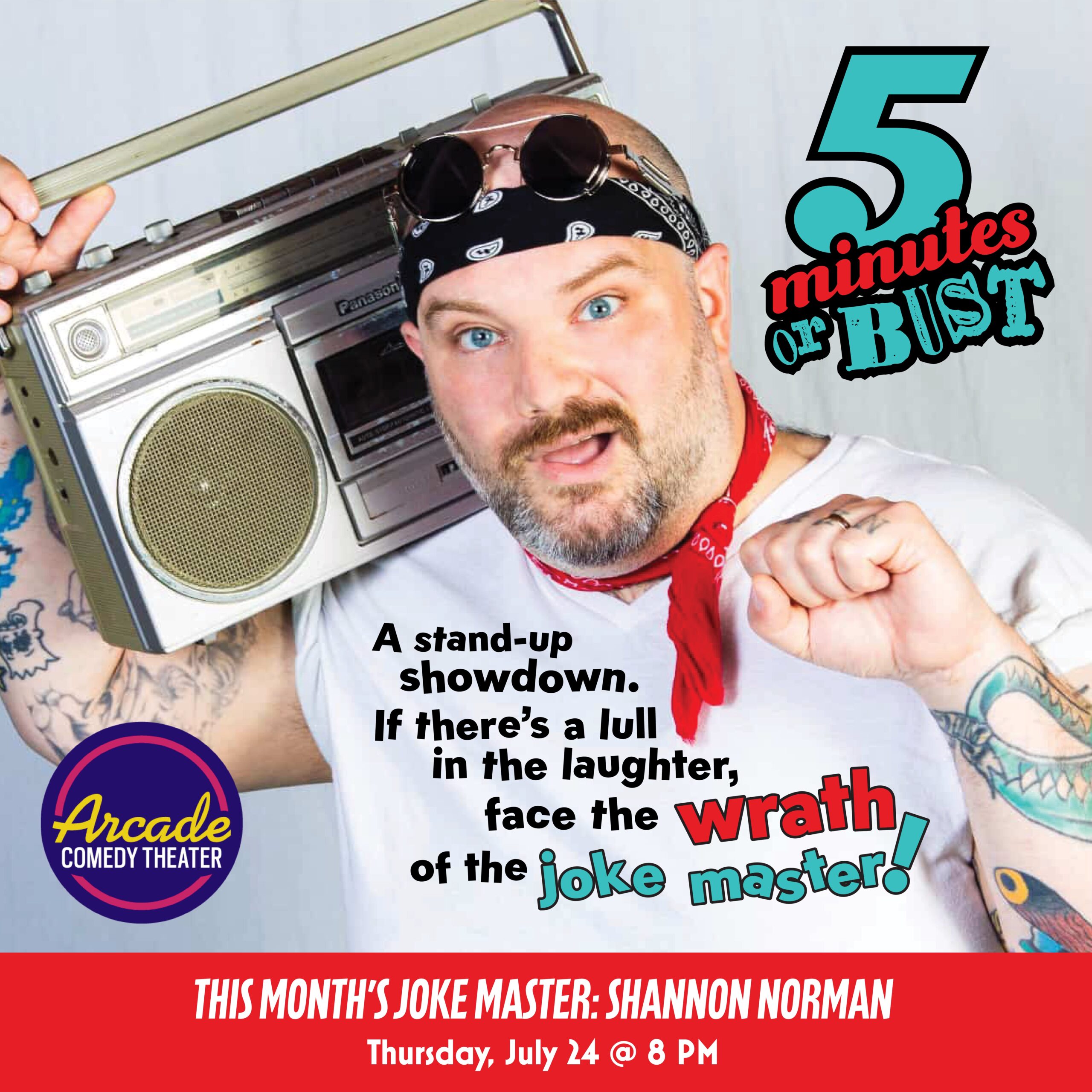 How long can you last? Do you know how to please a crowd, or are you a premature bomber? Five Minutes or Bust is a consensual comedy show where each comedian has a chance to shoot their shot and try to last a full five minutes on stage.