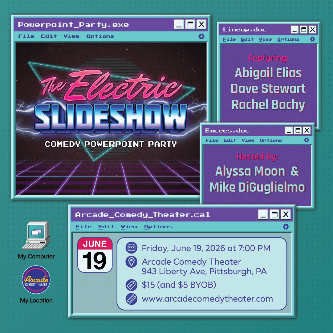 "The Electric Slideshow" is a speaker series wherein five comedians present slideshows about anything and everything... or, perhaps, nothing at all.